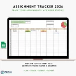 Assignment tracker template mockup for organizing student homework and academic deadlines