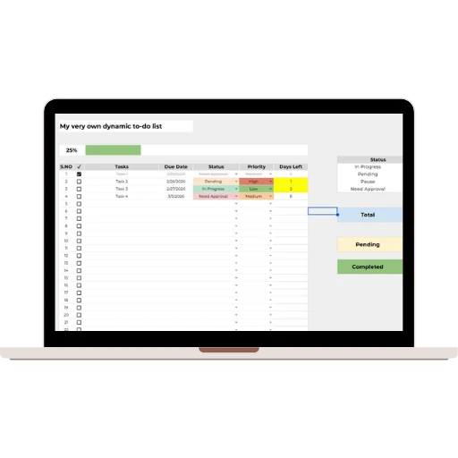 To-Do List Google Sheets template mockup showing daily task planner for productivity management.