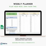 Weekly planner template mockup for scheduling tasks and managing weekly productivity